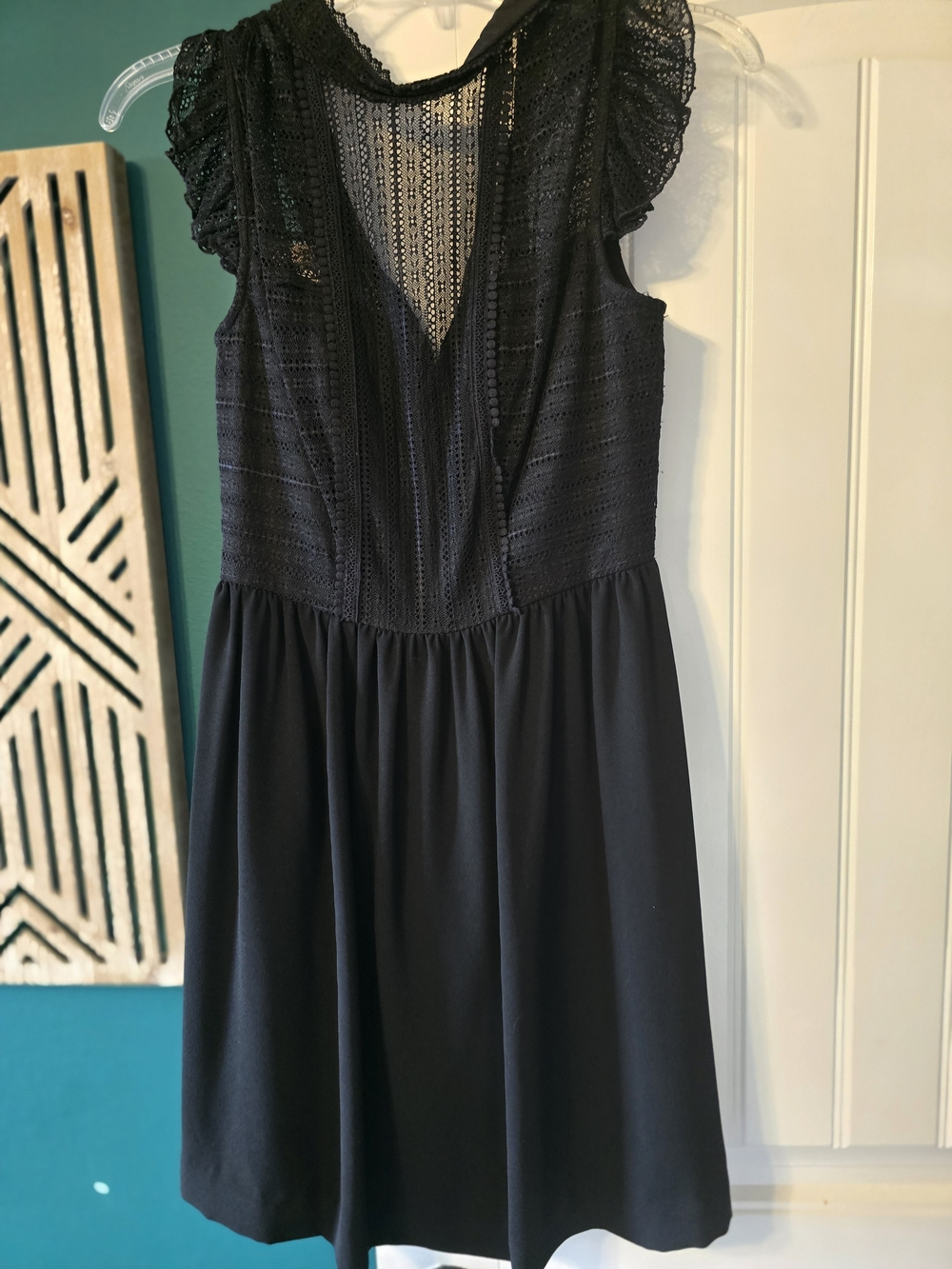 Black Lace Yoke Sleeveless Fit & Flare Dress